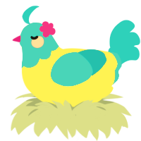 A yellow and cerulean chicken with a head pattern