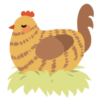 A honey and brown chicken with a bar pattern