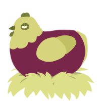 A amethyst and grass chicken with a head pattern