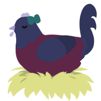 A wine and navy chicken with a head pattern