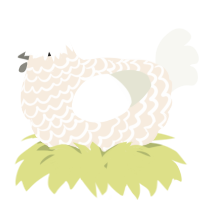 A cream and white chicken with a lace pattern