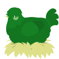 A leaf chicken with a head pattern