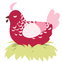 A crimson and rose chicken with a half-lace pattern