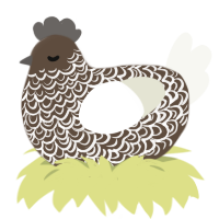 A bark and white chicken with a double-lace pattern