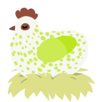 Honeydew, a white and lime chicken with a speckle pattern