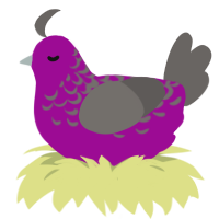 Pop Rocks, a plum and grey chicken with a half-lace pattern