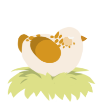 Irad, a cream and ochre chicken with a neck-speckle pattern