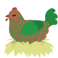 A brown and viridian chicken with a lace pattern