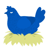A ultramarine chicken with a double-lace pattern