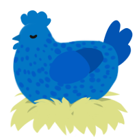 A sapphire and ultramarine chicken with a speckle pattern