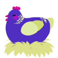A indigo and lemon chicken with a neck-band pattern