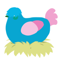 A cerulean and pink chicken