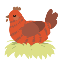 A vermilion and russet chicken with a bar pattern