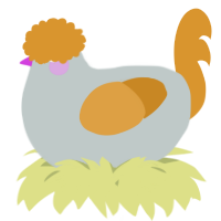 A silver and orange chicken