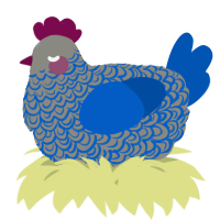 A ash and ultramarine chicken with a double-lace pattern