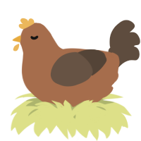 A brown and bark chicken