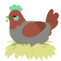 A ash and russet chicken with a head pattern