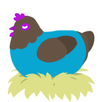 A cerulean and bark chicken with a head pattern