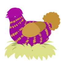 A plum and gold chicken with a bar pattern