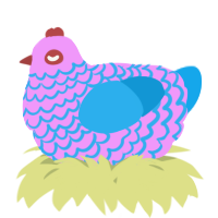 A lavender and sky chicken with a lace pattern
