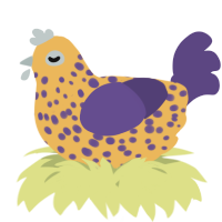 A honey and overcast chicken with a speckle pattern
