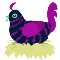 A tumblr and plum chicken with a bar pattern
