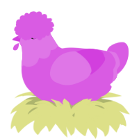 A orchid chicken with a head pattern