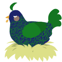 A navy and leaf chicken with a double-lace pattern