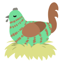 Andes Mint, a spring and brown chicken with a bar pattern
