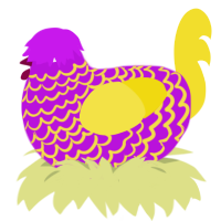 Guantanamo, a amethyst and yellow chicken with a lace pattern