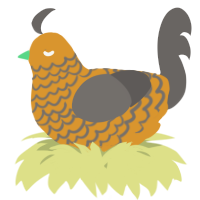 A orange and grey chicken with a lace pattern