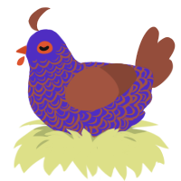 neon sewage, a indigo and russet chicken with a double-lace pattern