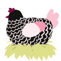 A black and rose chicken with a lace pattern