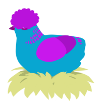 A cerulean and amethyst chicken with a neck-band pattern