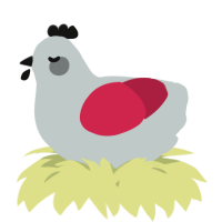 A silver and crimson chicken