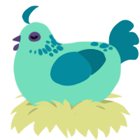 A mint and sea chicken with a neck-speckle pattern