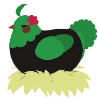 A sable and viridian chicken with a head pattern