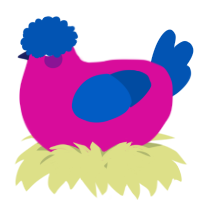 A fuchsia and ultramarine chicken