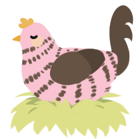 Humble Honey, a rose and bark chicken with a bar pattern