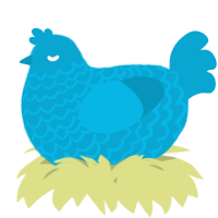 A cerulean chicken with a lace pattern
