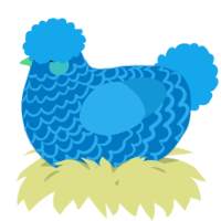 A sapphire and sky chicken with a lace pattern