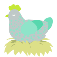 A silver and mint chicken with a speckle pattern