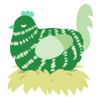 A viridian and gluppy chicken with a bar pattern