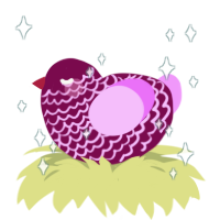A wine and lavender chicken with a lace pattern