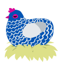 A ultramarine and mist chicken with a lace pattern