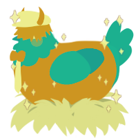 A gold and sky chicken with a head pattern