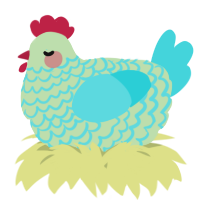 A gluppy and aqua chicken with a lace pattern
