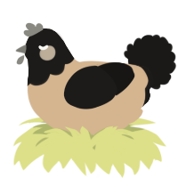 A beige and sable chicken with a head pattern