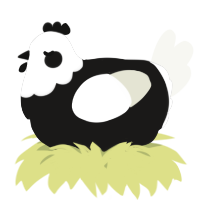 A sable and white chicken with a head pattern