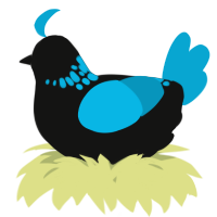 A black and cerulean chicken with a neck-speckle pattern